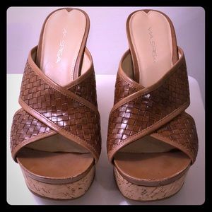 Via Spiga Cork Brown Leather Sandal size 8